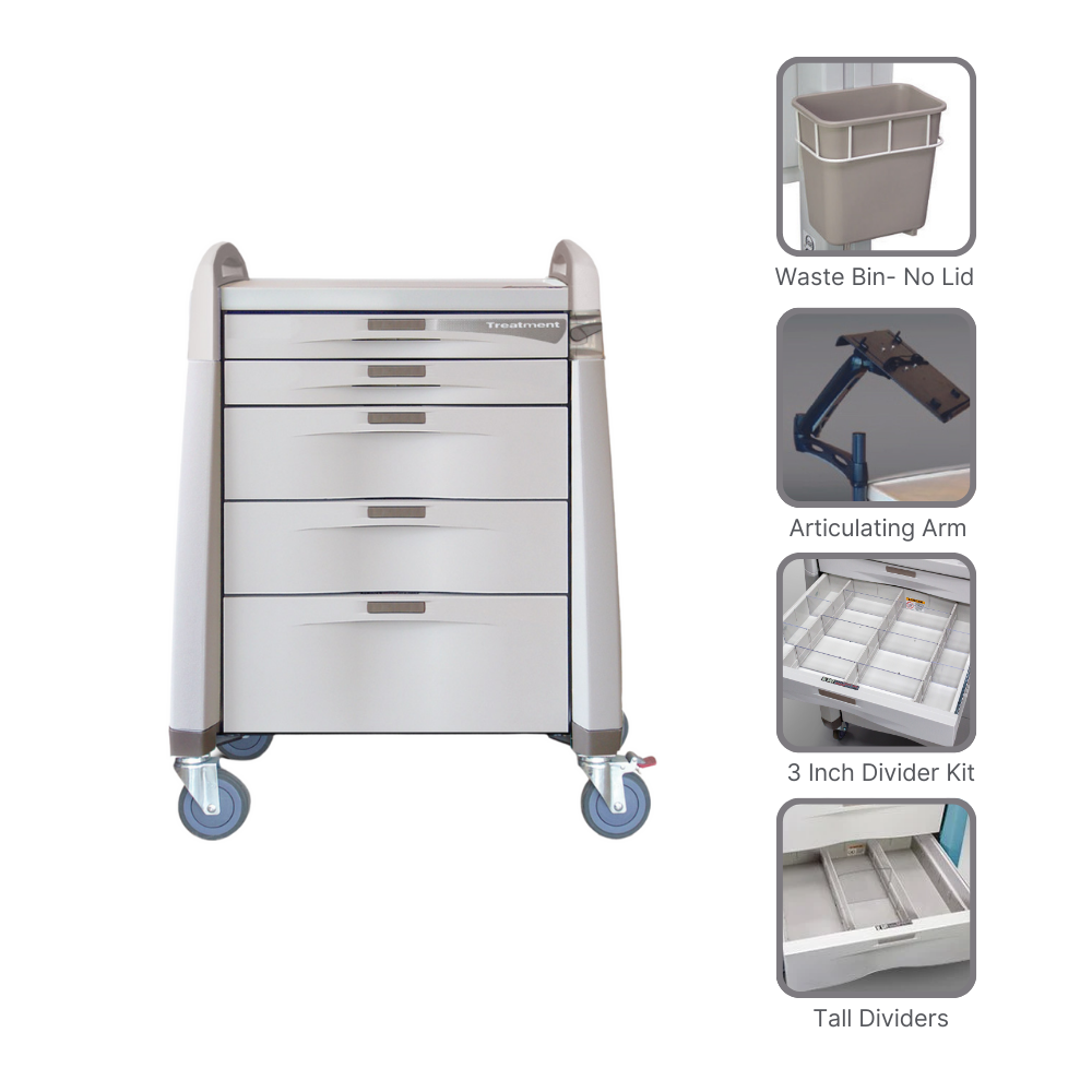 Avalo Package C - 8 High Sachet Cart, Includes Divider Kits, Articulating Arm, Universal Rail & Waste Bin