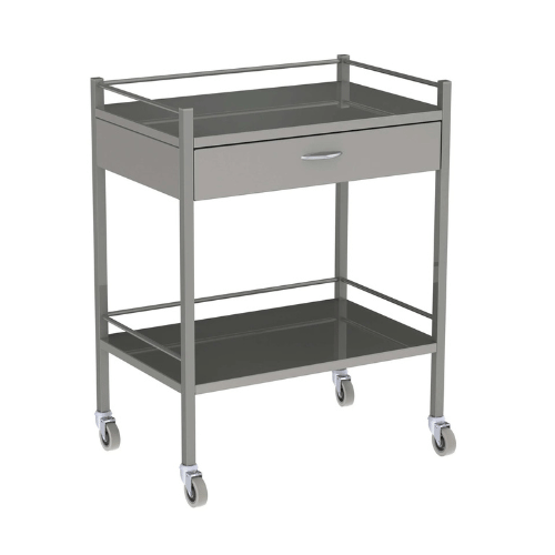 INSTRUMENT TROLLEY, 1 DRAWER, STAINLESS STEEL- 750 X 490 X 900 MM