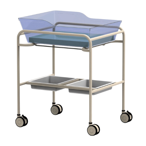 FRAME ONLY Bassinet Trolley - Twin - 800 X 610 X 910 MM, Epoxy Coated  - (AX597-KIT)