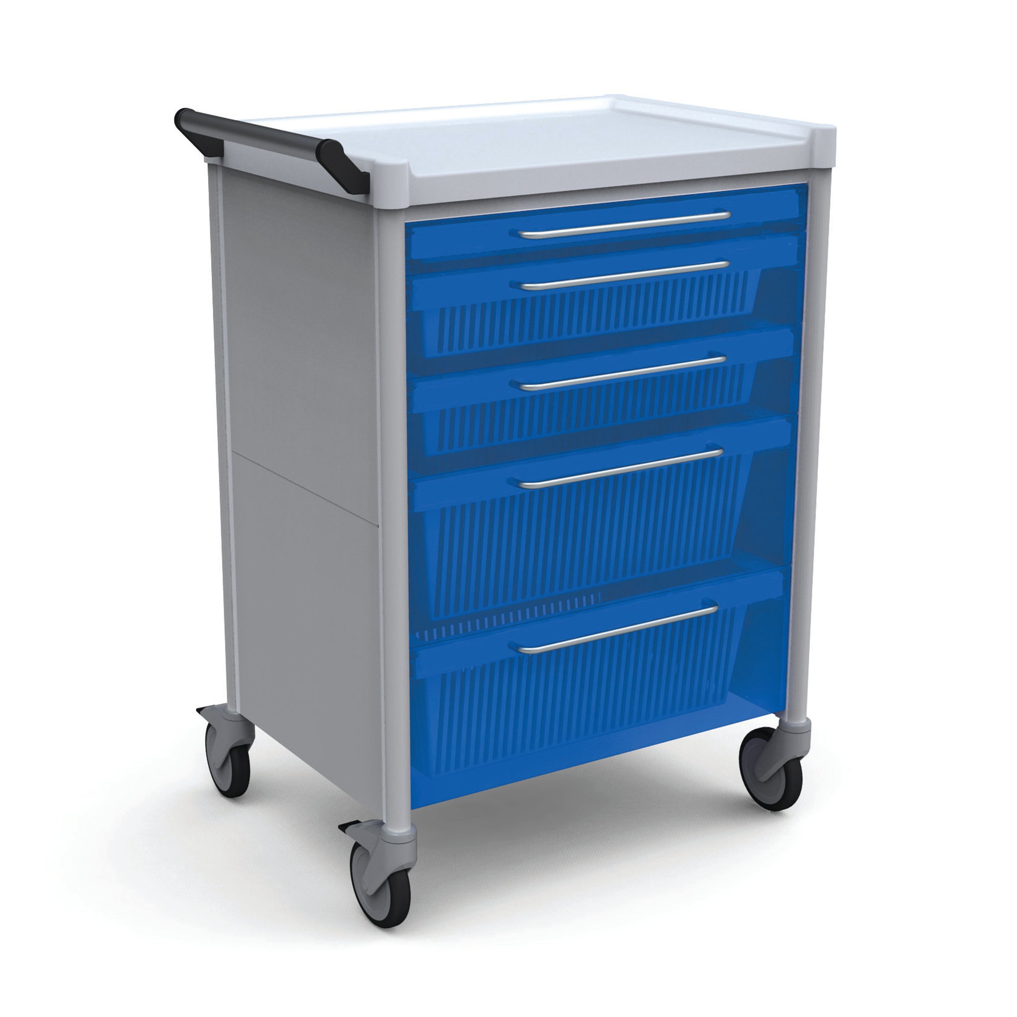 SPECTRA CART WITH HANDLE - 700x500x1000mmH, MULTI-DRAWER (5) - BLUE