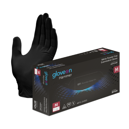 NITRILE EXAM GLOVE POWDER FREE NON-STERILE BLACK BOX 100 – AxisHealth