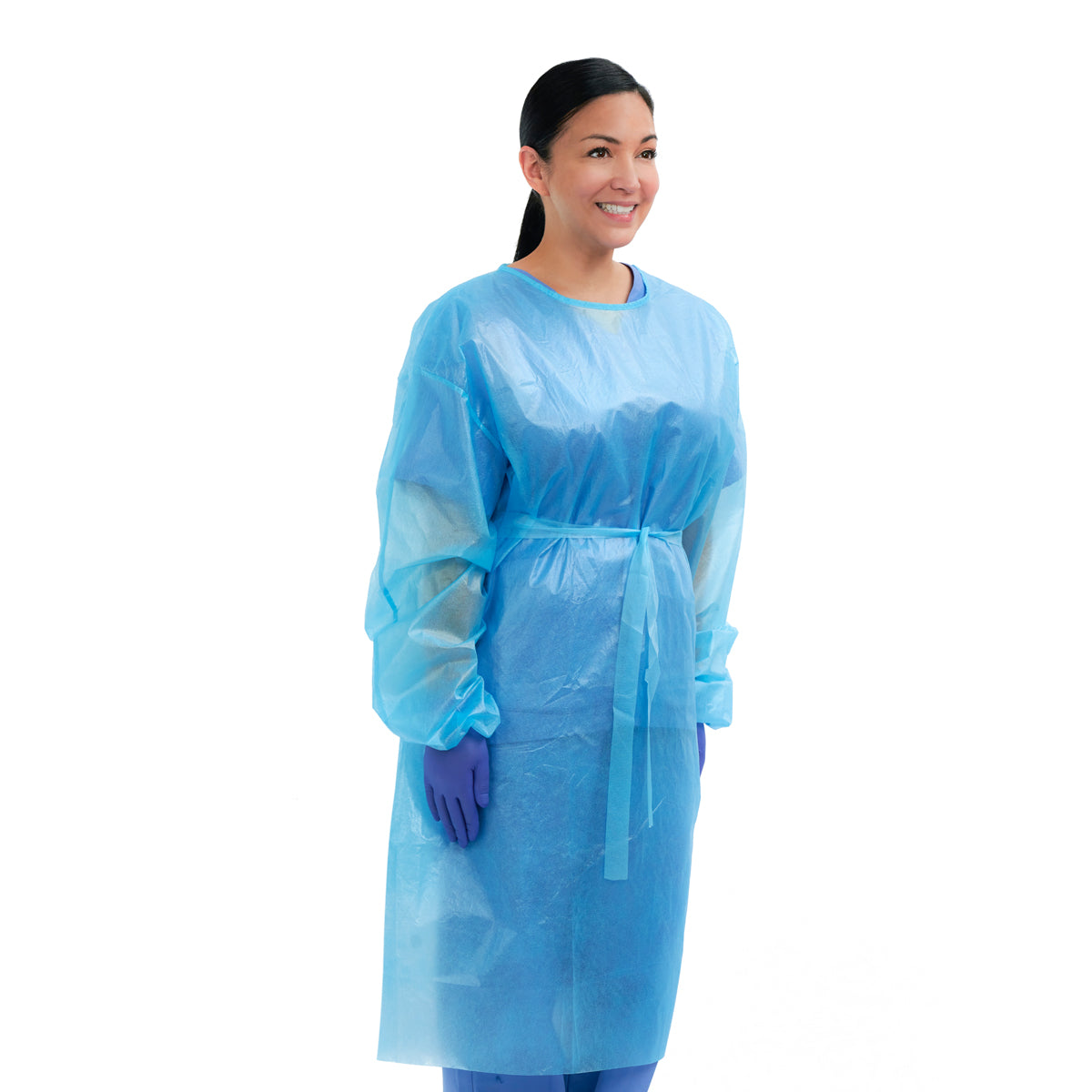 Disposable AAMI Level 1 Non-Sterile Gown - Blue, 50/PK