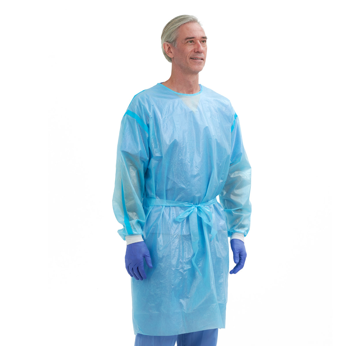 Disposable AAMI Level 2 Non-Sterile Gown - Blue, 50/PK