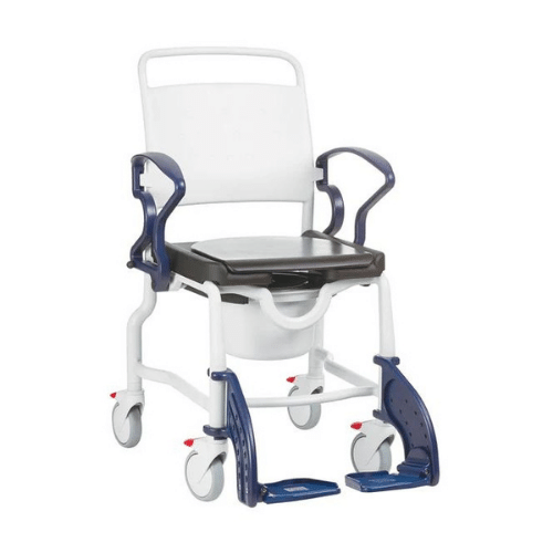 REBOTEC BERLIN SHOWER- COMMODE CHAIR WITH PU SOFT SEAT AND FRONT HYGIENE OPENING