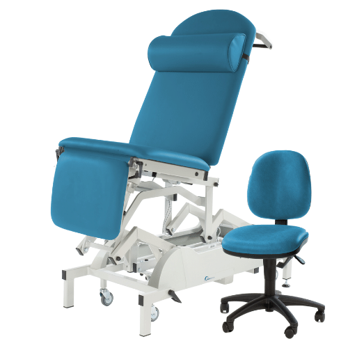 MEDICARE ULTRASOUND COUCH - DELUXE MODEL WITH BASE SHOURD AND MATCHING CHAIR - RWD