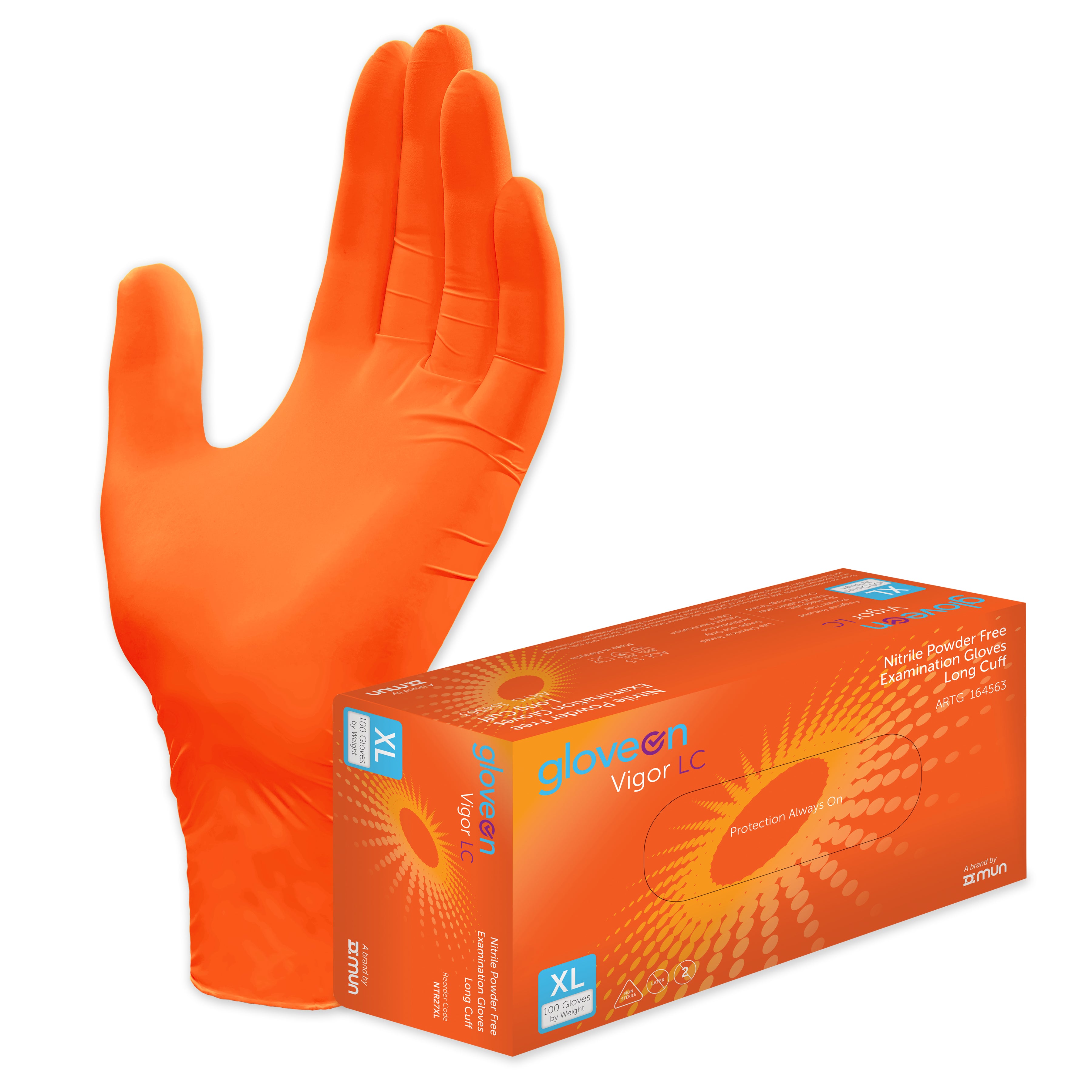 Nitrile Examination Glove Small Non Sterile Long Cuff Box of 100, XL