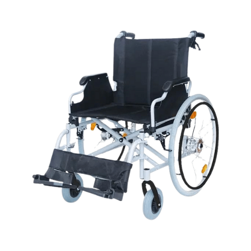 W/CHAIR ALUM, QUICK RELEASE REAR WHEEL, HANDLE BRAKES, UP TO 100KG, 46CM SEAT"