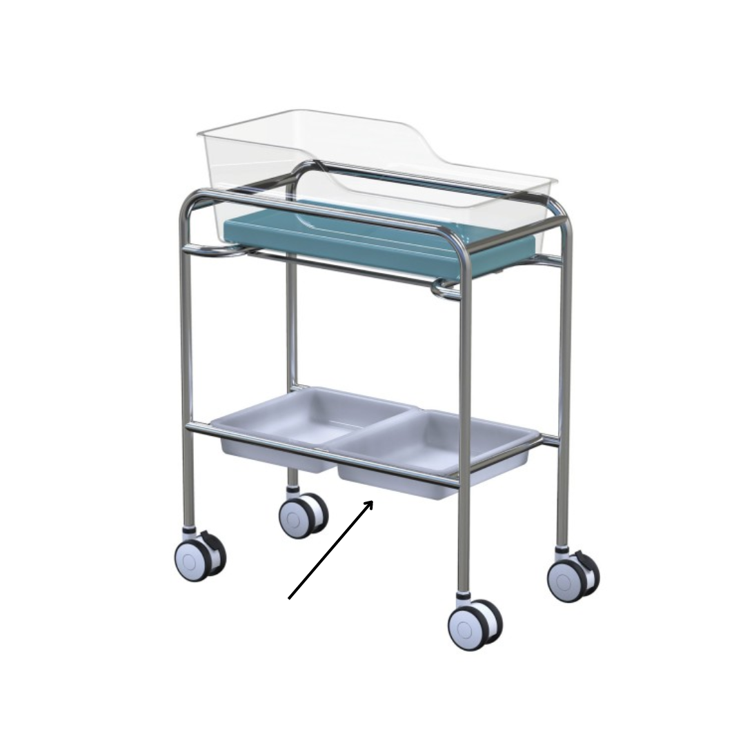 White Acrylic Utility Tray - Bassinet Trolley