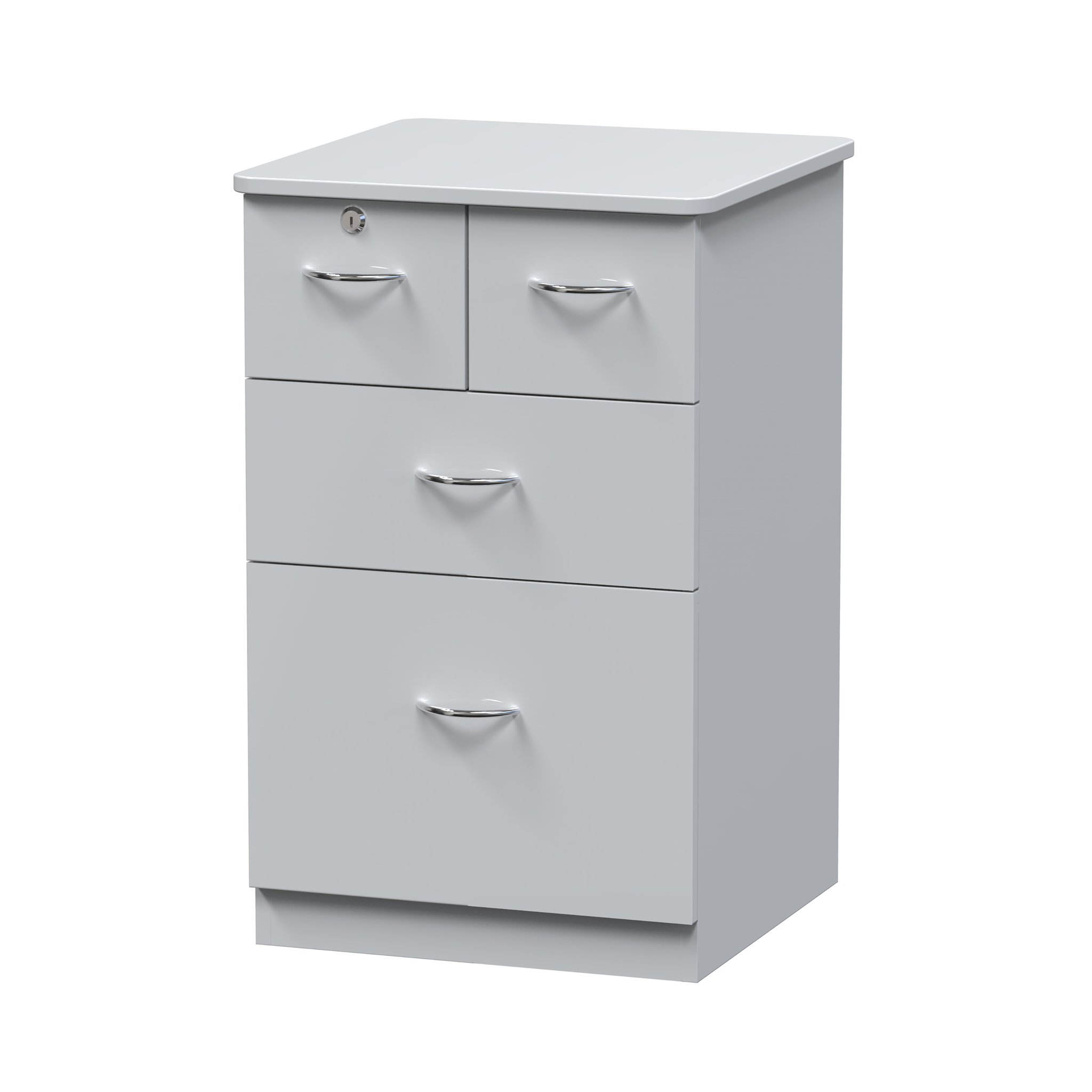 Bedside Locker- 4 Drawer with Split Top, Ash White