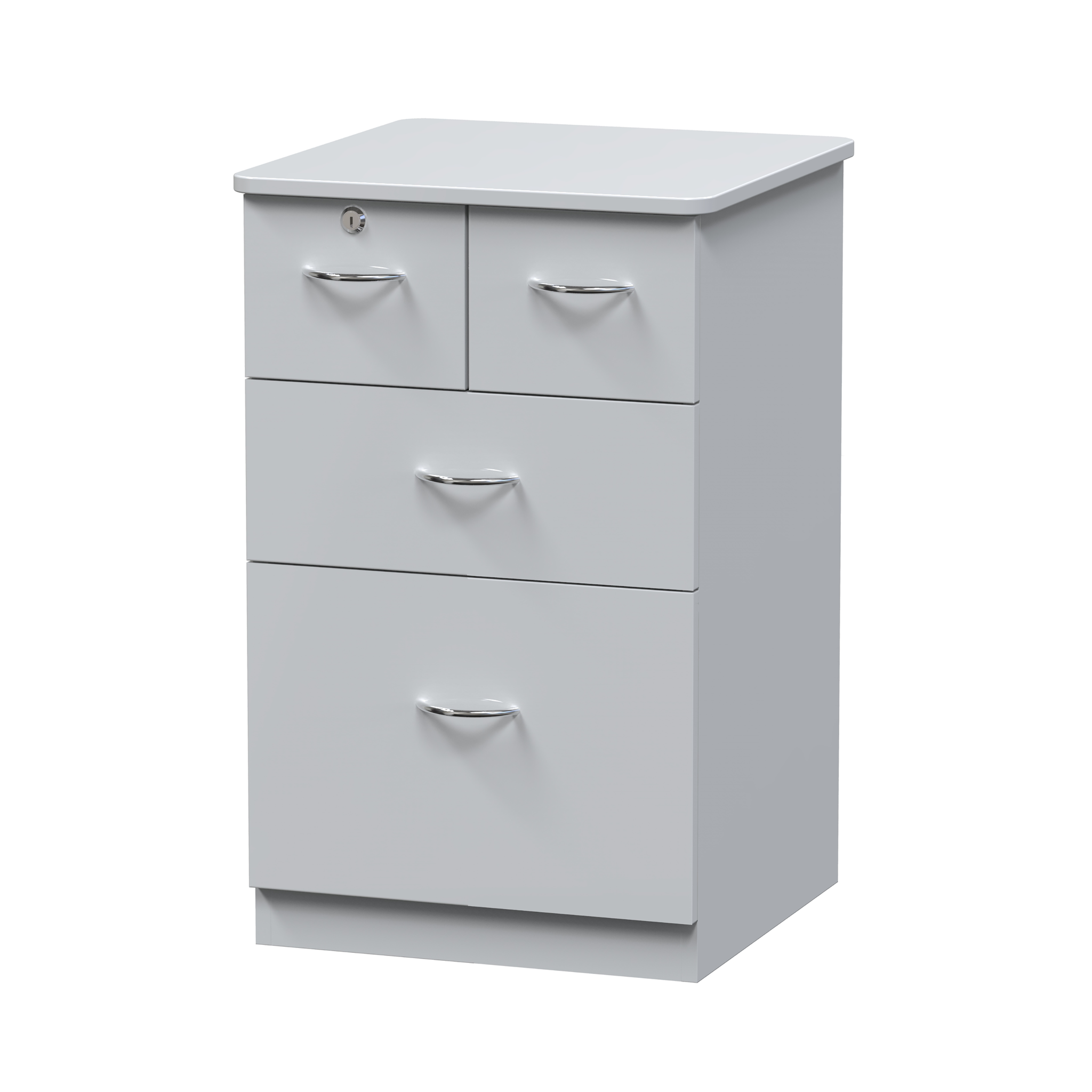 BEDSIDE LOCKER 1 X 1/2 DRAWER LOCKABLE, 1 X 1/2 DRAWER, 1 X STD DRAWER, 1 X DUMP DRAWER - ASH WHITE