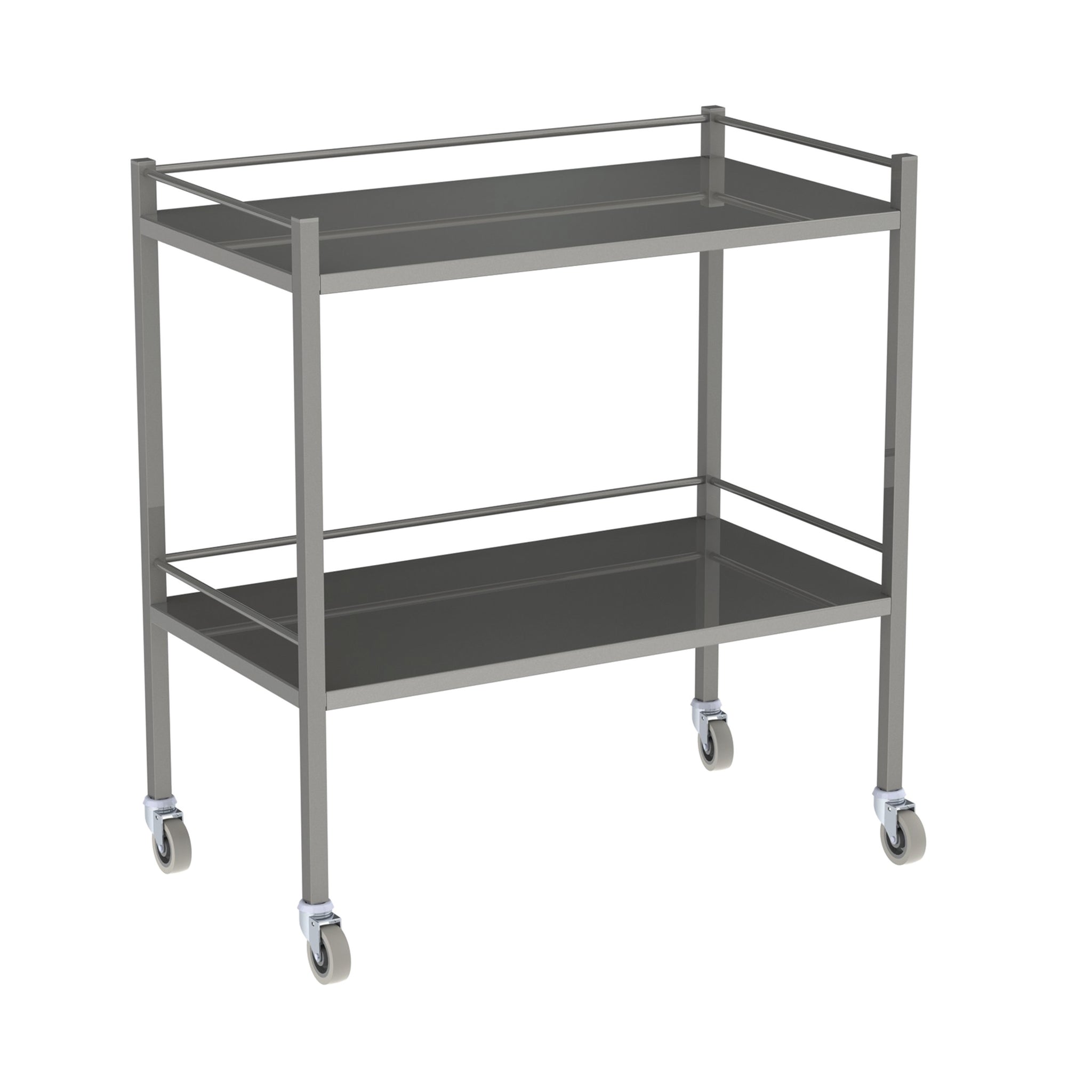 INSTRUMENT TROLLEY-1000 X 600X 900MM W RAIL  S/S  2BR  SCDR