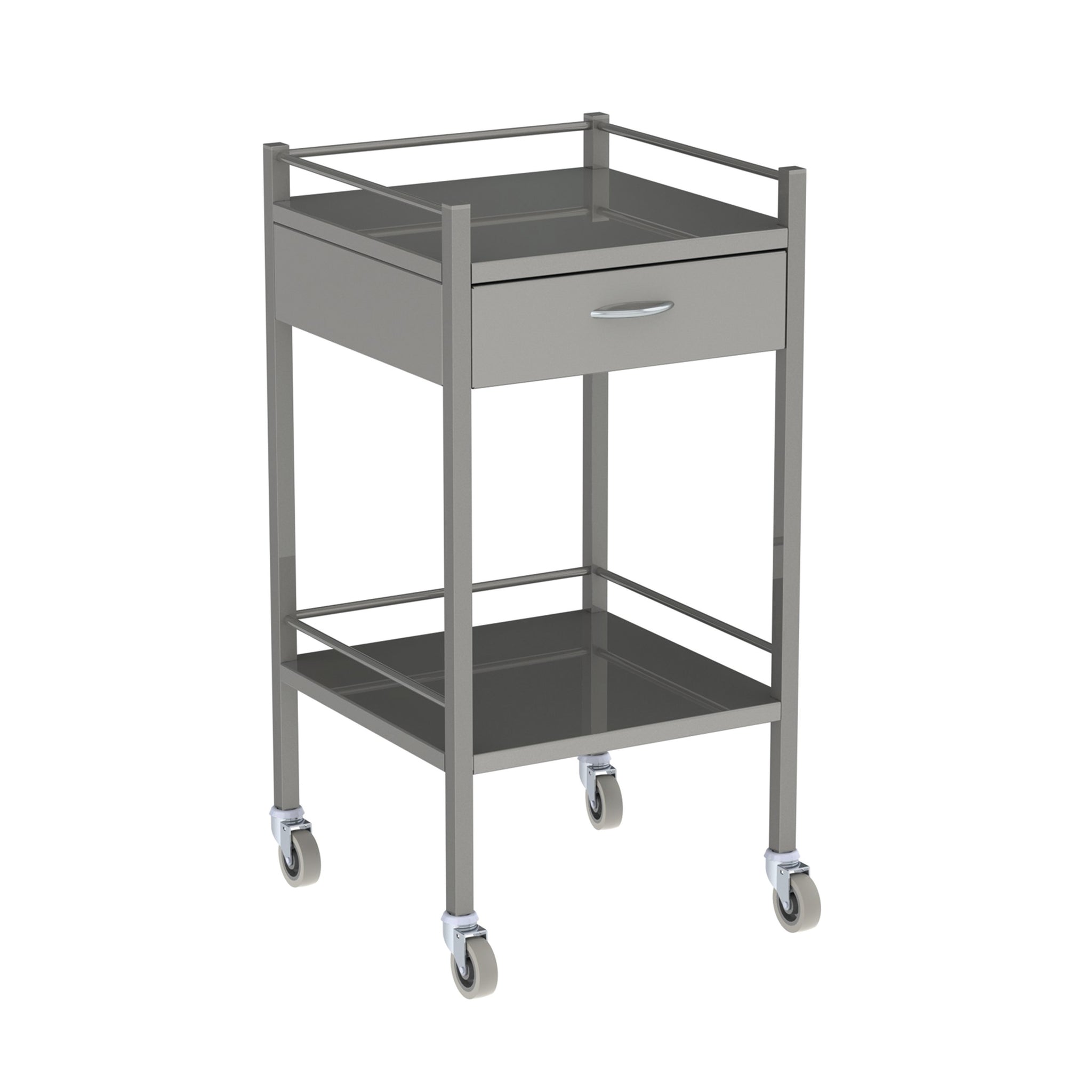 DRESSING TROLLEY-490X490X900MM 1 DRAWER  W RAIL  2BR  SCDR