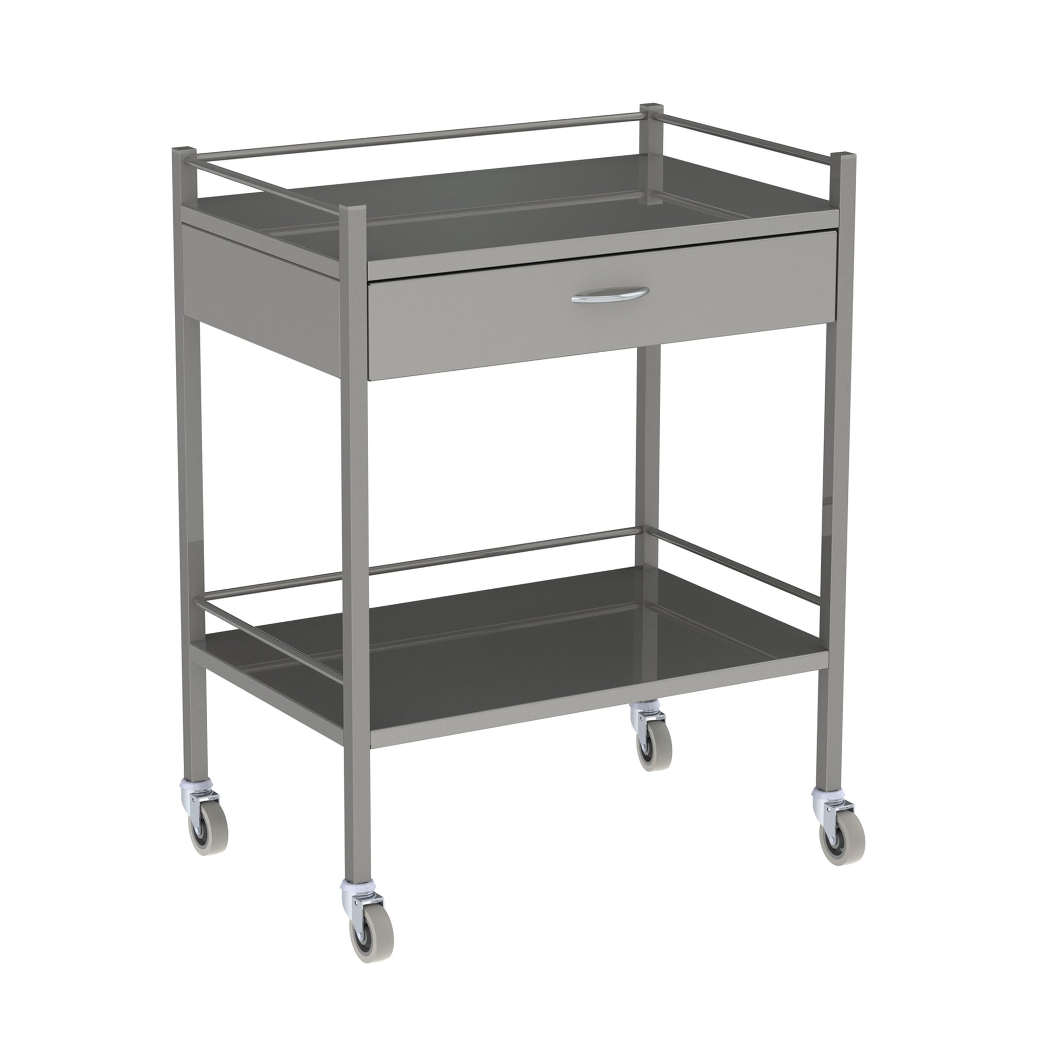 INSTRUMENT TROLLEY-750X490X900 MM 1 DRAWER  W RAIL  2BR  SCDR