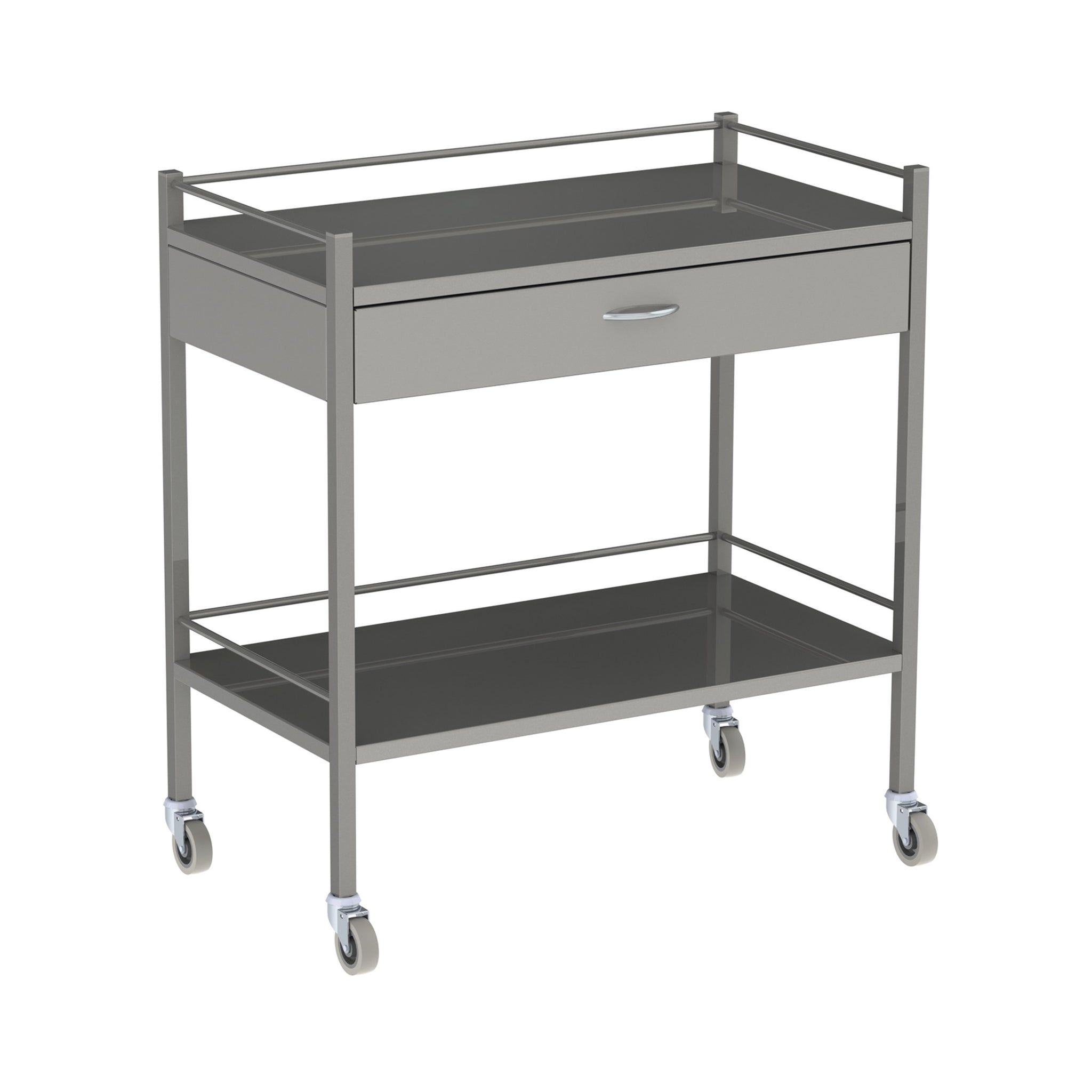 INSTRUTMENT TROLLEY-900X490X900MM 1 DRAWER  W RAIL  2BR  SCDR