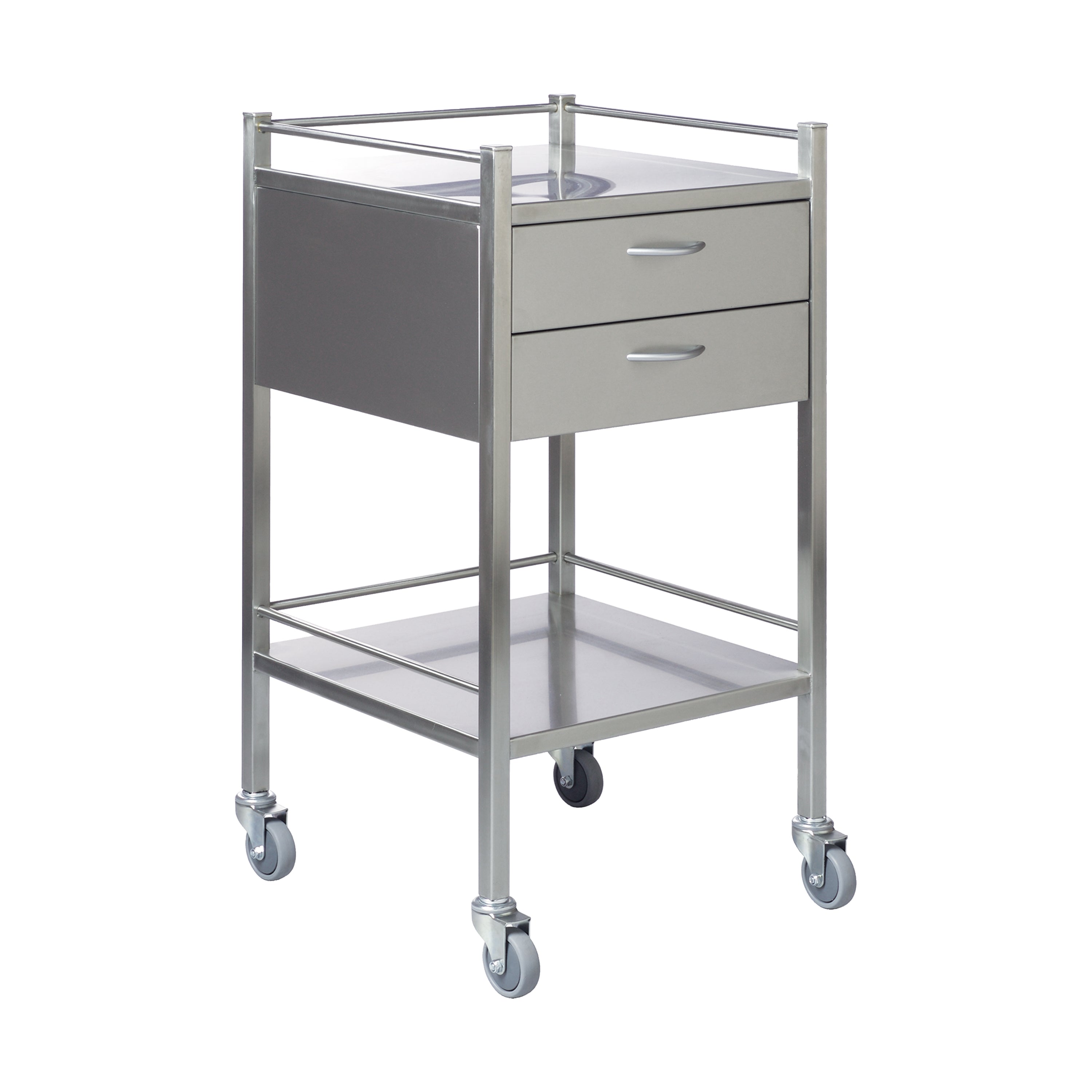 INSTRUMENT TROLLEY-490X490X900 MM 100MM CASTORS 2 DRAWER W RAIL 2BR SC ...