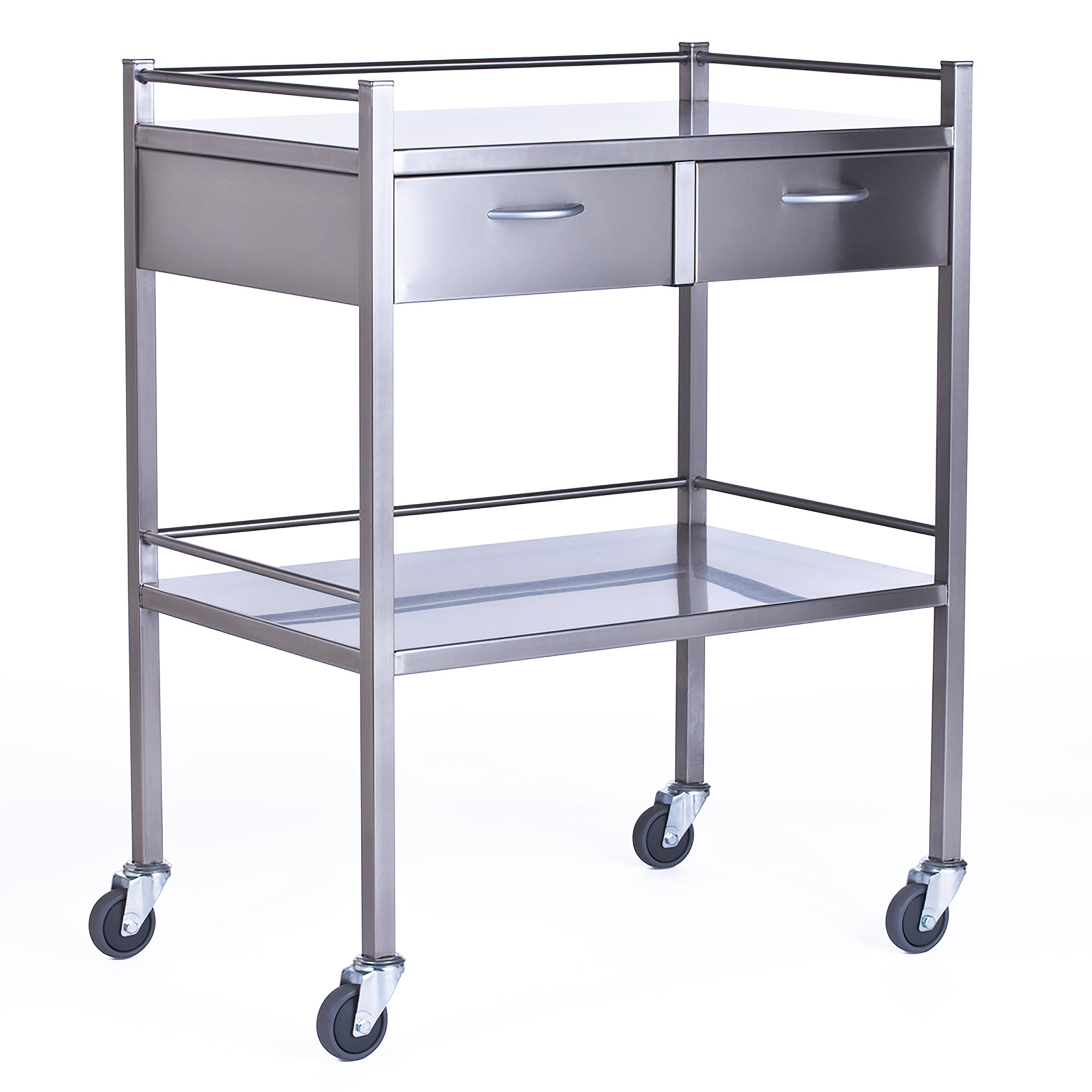 INSTRUTMENT TROLLEY-900X490X900MM 2 HALF DRW  W RAIL  2BR  SCDR