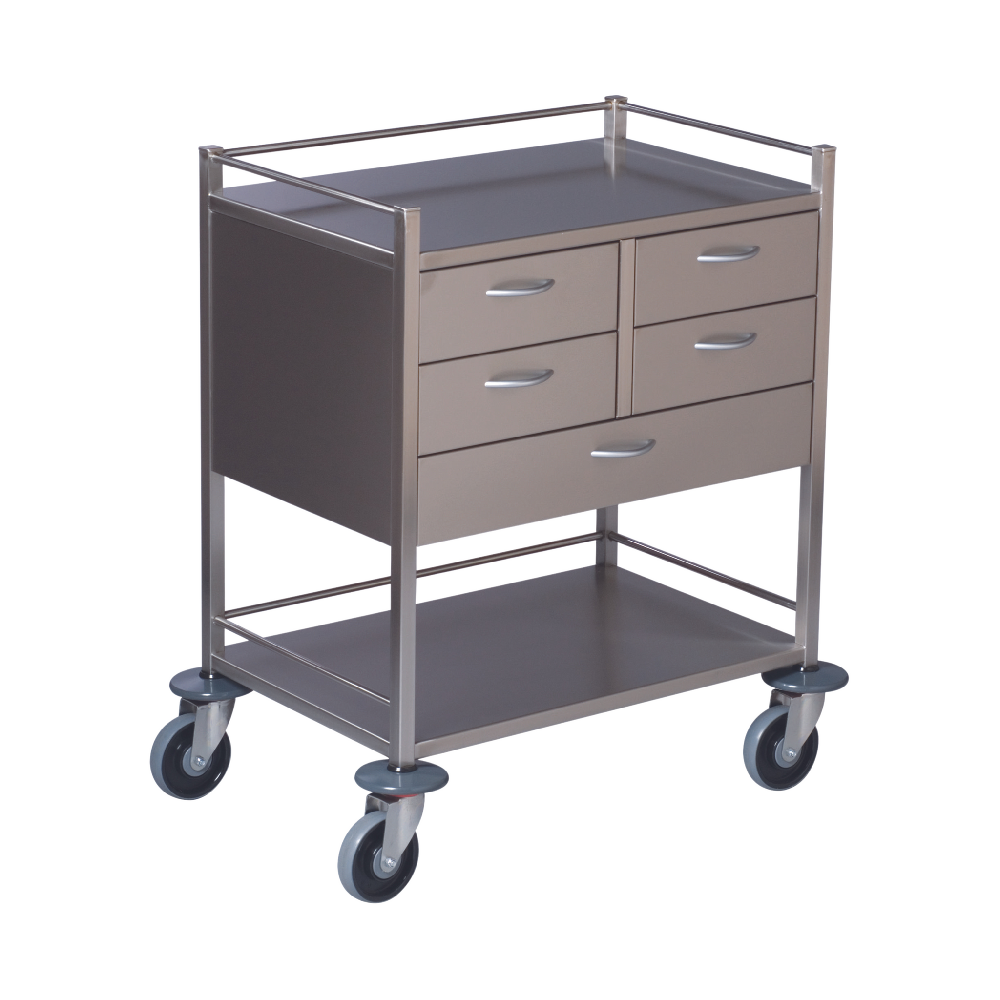 RESUSCITATION TROLLEY-4 HALF 1 FULL DRW  100mm CASTORS (2BR)  SCDR