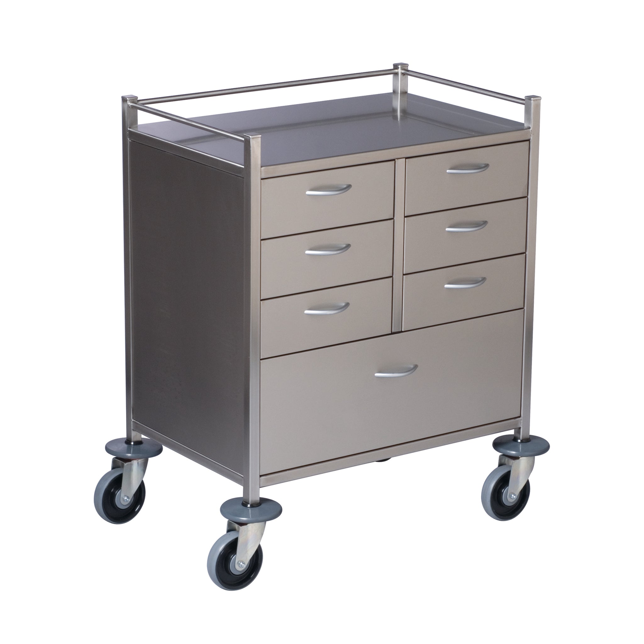 RESUS TROLLEY-6 HALF 1 FULL DRW  125MMCAST (2BR)  SCDR