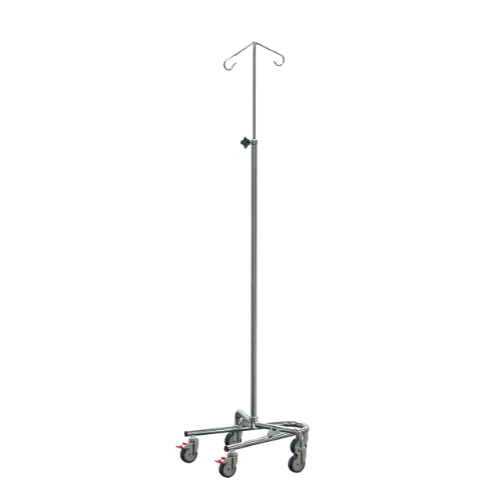 IV STAND STACKABLE BASE, c/w TWIN IV POLE- 5 X 75MM DIA. CASTORS