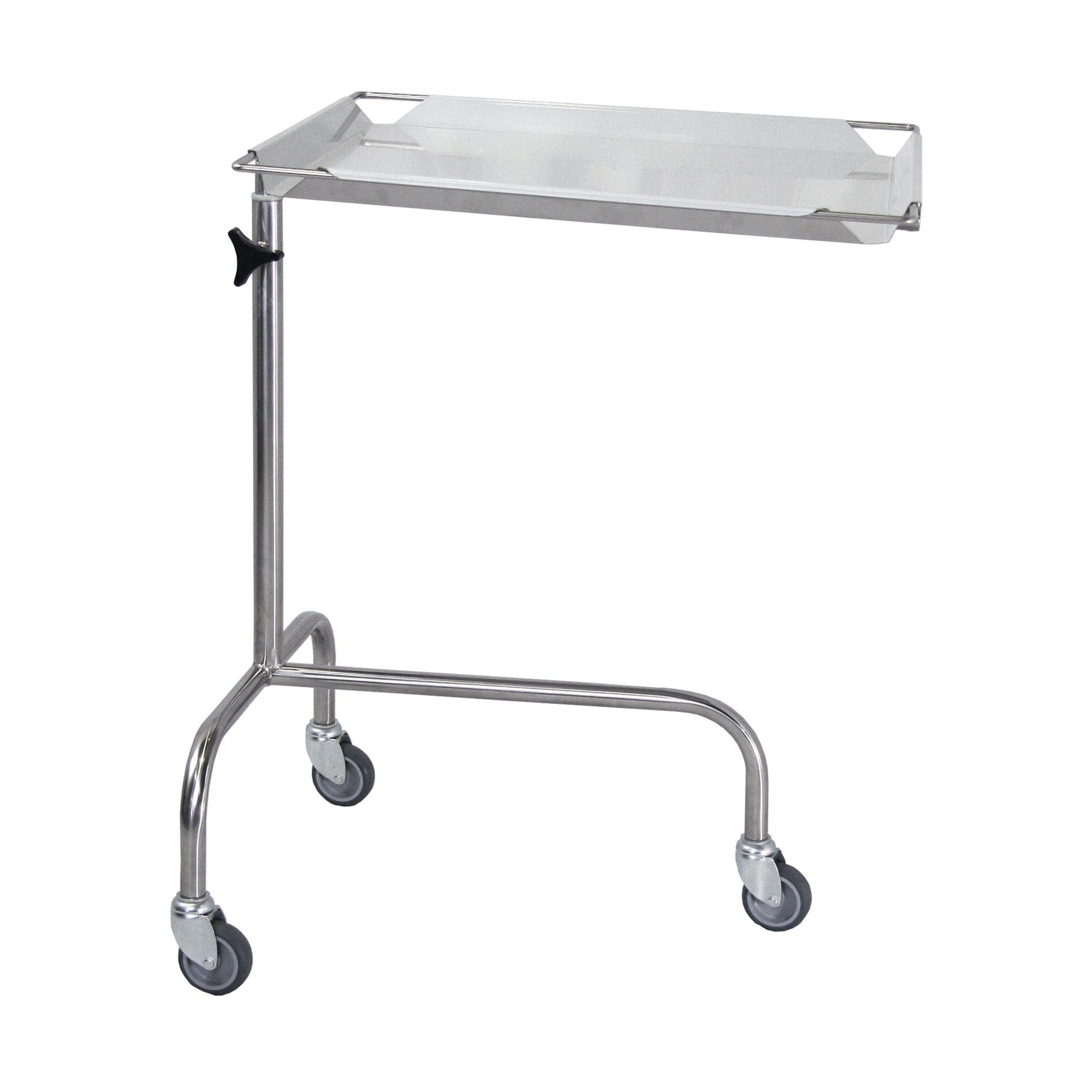 MAYO TABLE - HEIGHT 820-1120MM - FRAME ONLY - 3 LEG BASE - STAINLESS STEEL - 75MM CASTORS