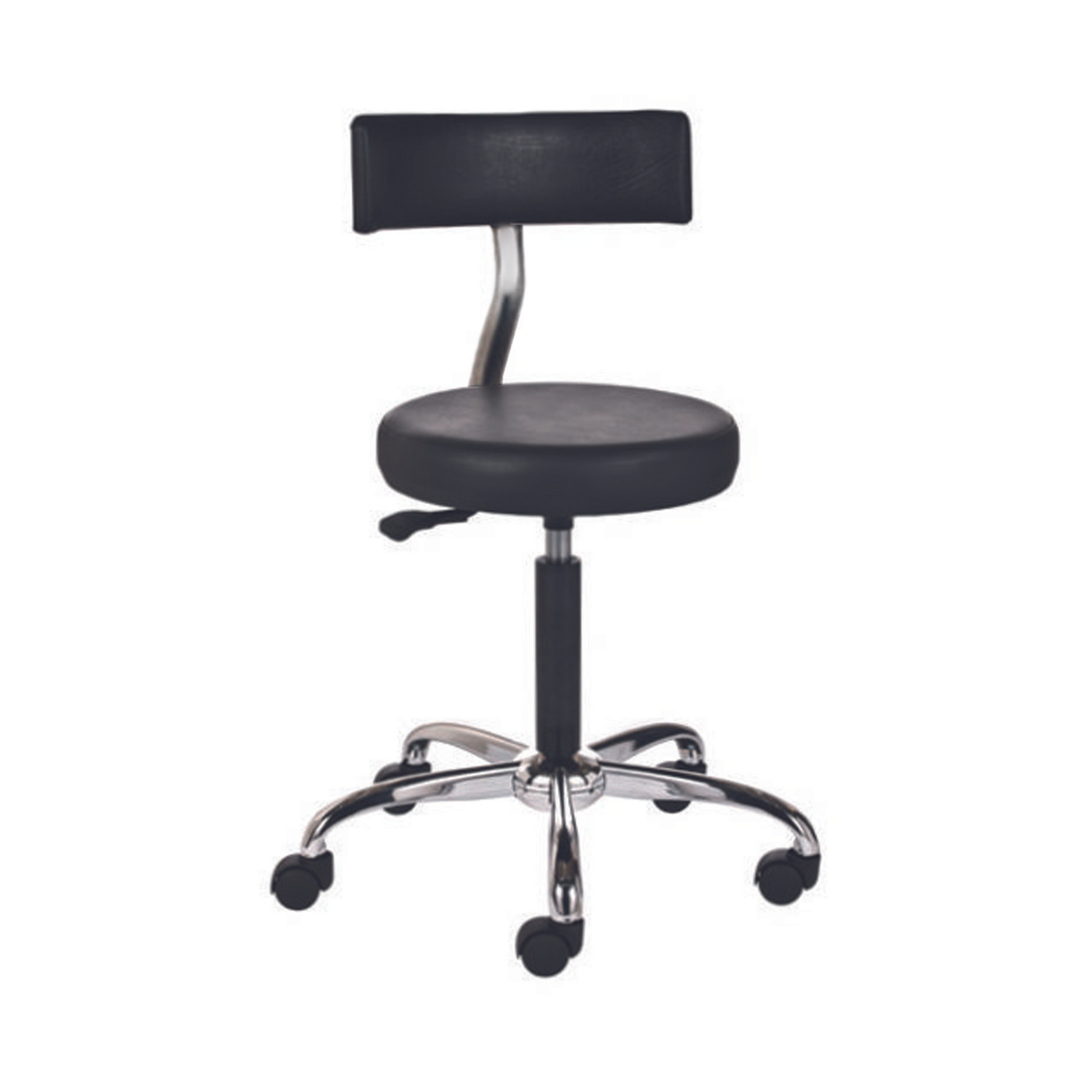 HAND OPERATED STOOL THEATRE - CHROME BASE - WITH CASTORS AND BACKREST