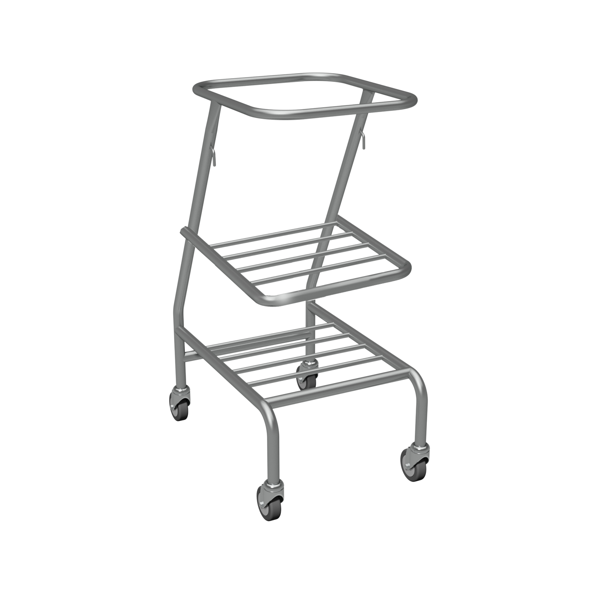 LINEN COLLECTION TROLLEY  - SINGLE - FITTED WITH HALF HEIGHT SHELF-NO LID