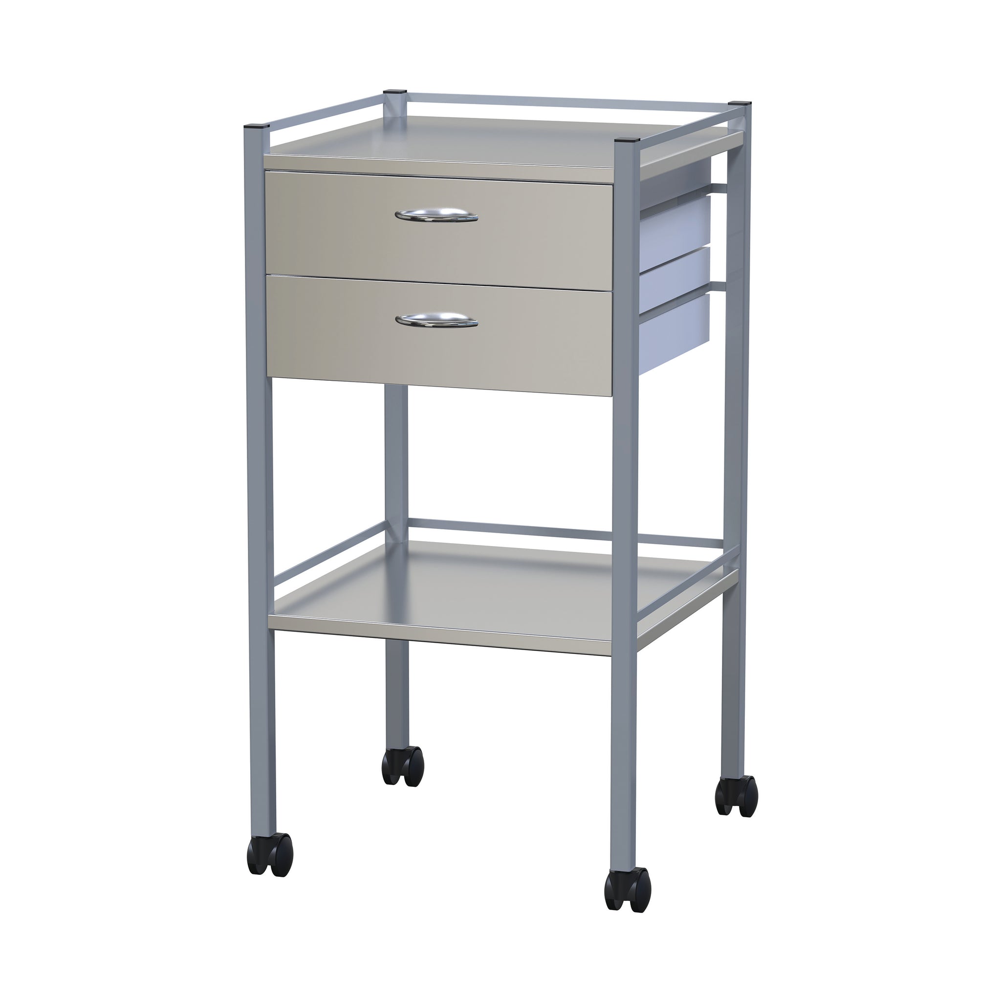 NOVA TROLLEY- 490 X 490 X 900MM HIGH - 2 X DRAWERS -EPOXY COATED