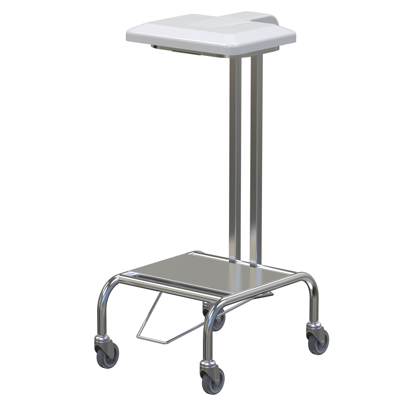 GARBAGE TROLLEY - FOOT OPERATED - STAINLESS STEEL - MOBILE