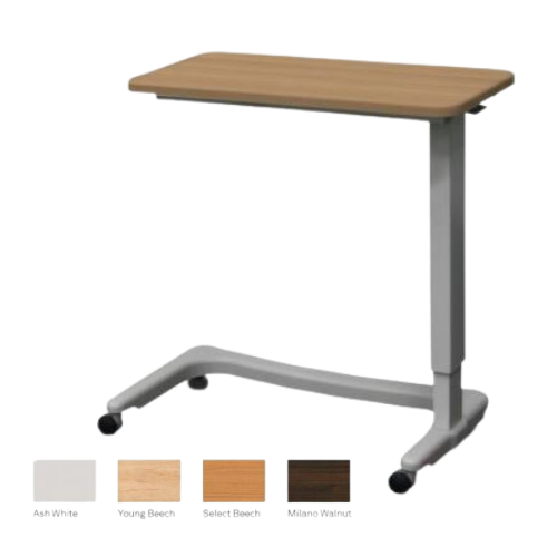 Over Bed Table With Top Assisted Lift Height Arm - Ash White