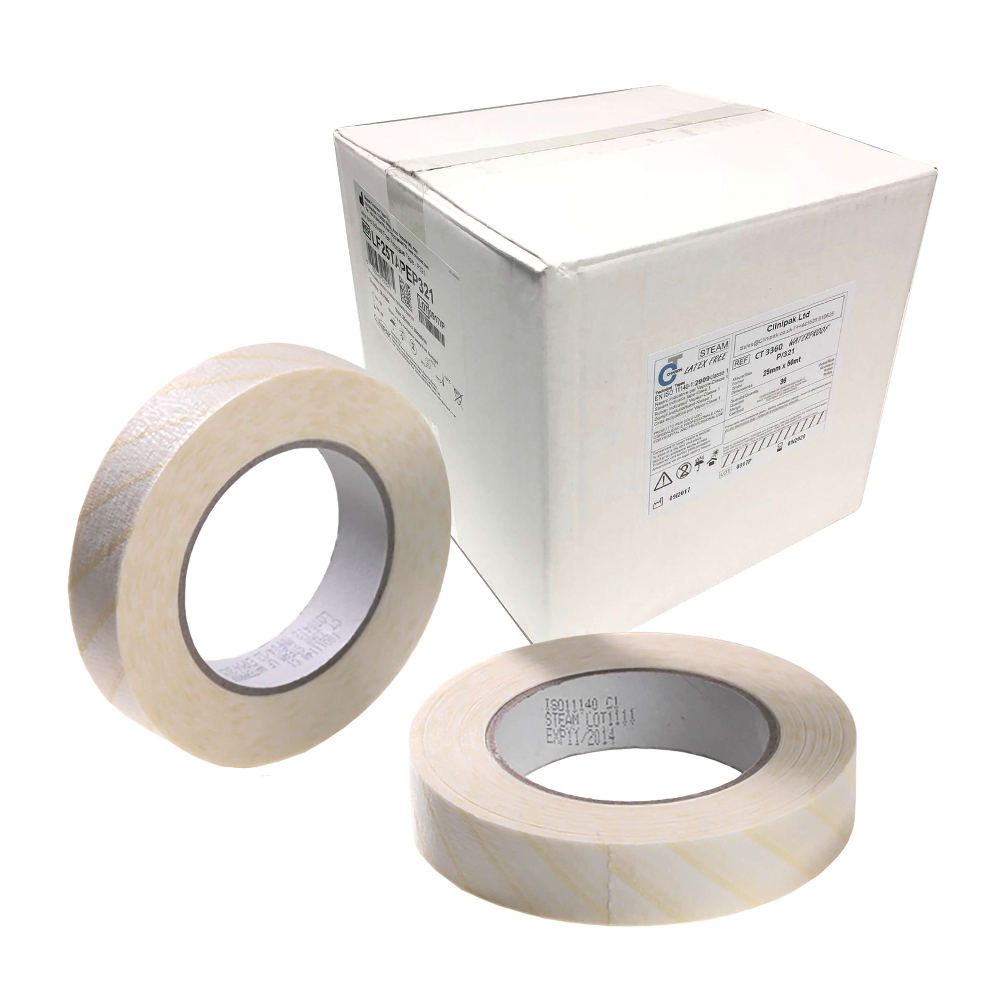 HEAVY DUTY LATEX FREE AUTOCLAVE TAPE 25MM BOX 36- NEW CODE 14/2/2023