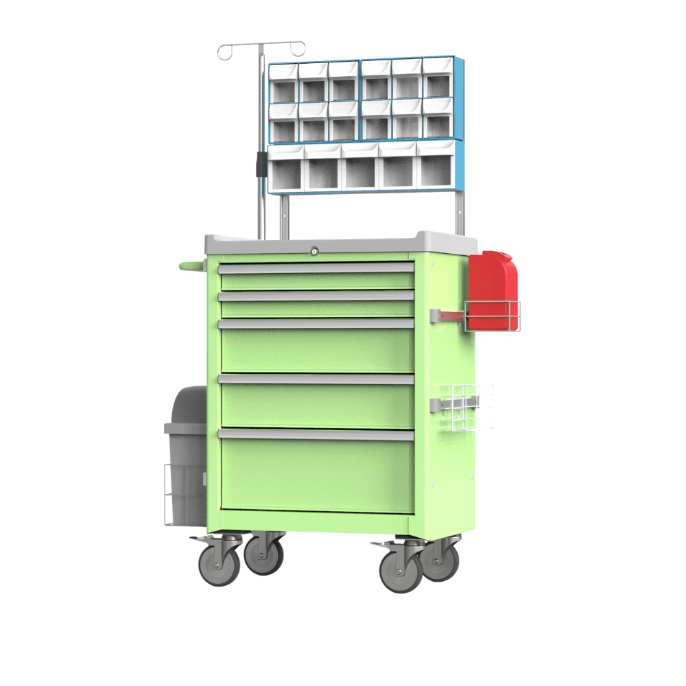 ANESTHESIA CART GREEN- METAL W/ POWDER COATING