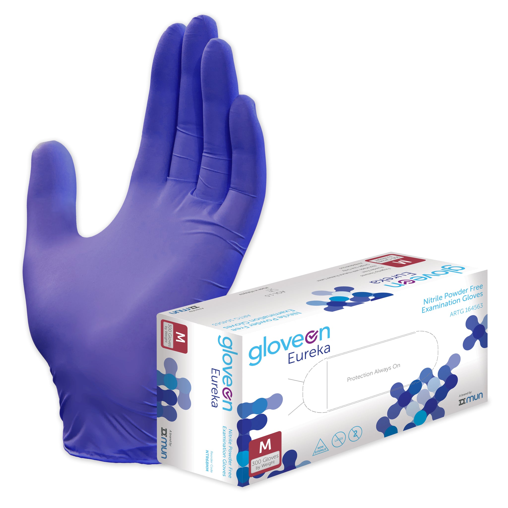 Nitrile Exam Gloves, Powder Free, Standard Cuff, Dark Blue - Box of 300, M