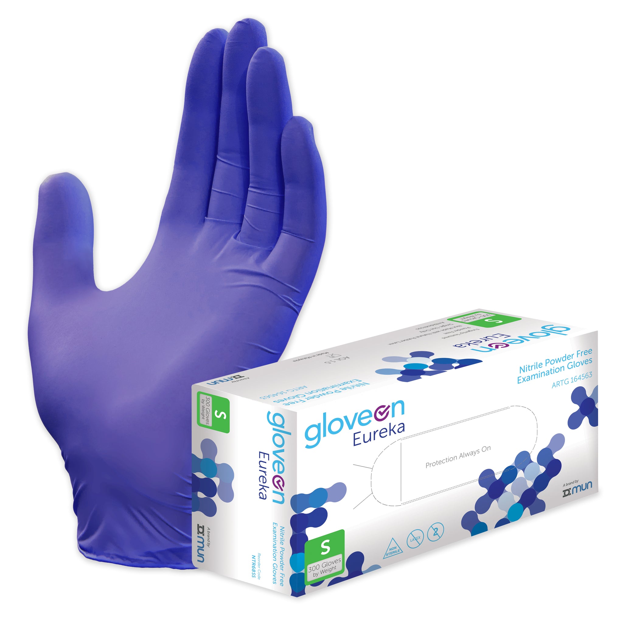 Nitrile Exam Gloves, Powder Free, Standard Cuff, Dark Blue - Box of 300, S