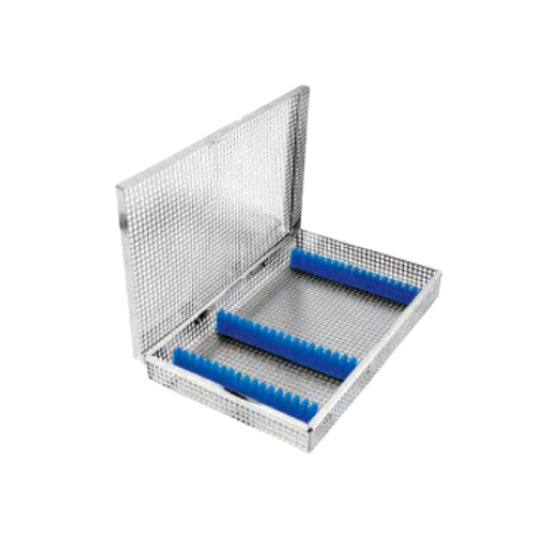 Wire Basket With Silicone Fixation Systems, Holds 17 Instruments With Ø 5 MM - 274 x 180 x 34 MM