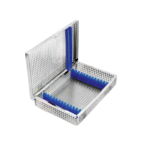 Wire Basket With Silicone Fixation Systems, Holds 12 Instruments With Ø 5 MM - 191 x 130 x 36 MM