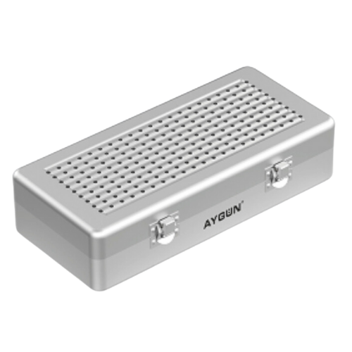 Implant Sterilization Container - Lid Perforated, Box Non Perforated, 300 x 150 x 75 MM, Black