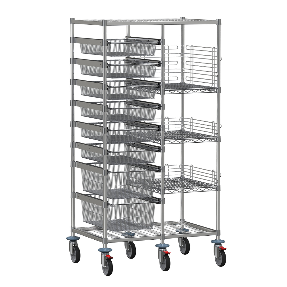 Sliding Basket Trolley- Combination, Nickel Chrome
