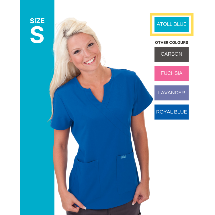 511 Excel 4-Way Stretch Scrub Top- Atoll Blue, S