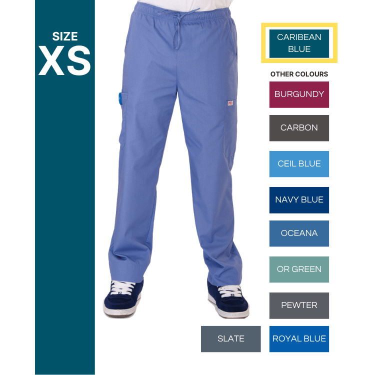 660 Unisex Elastic/Drawstring Scrub Pant- Caribean Blue, Extra Small