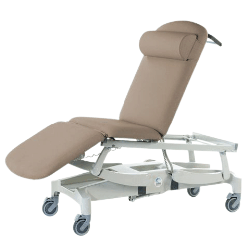 Seers Innovation Deluxe 3 Section Couch - Independently Locking Castors, Electric profiling of height, Electric Backrest and foot section with auto-levelling, 2-way tilt and CPR facility