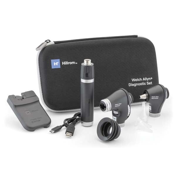 Welch Allyn Portable Diagnostic Set - PanOptic Plus LED Ophthalmoscope; MacroView Plus LED Otoscope; Li-Ion Plus USB-C Handle; iExaminer and Hard Case