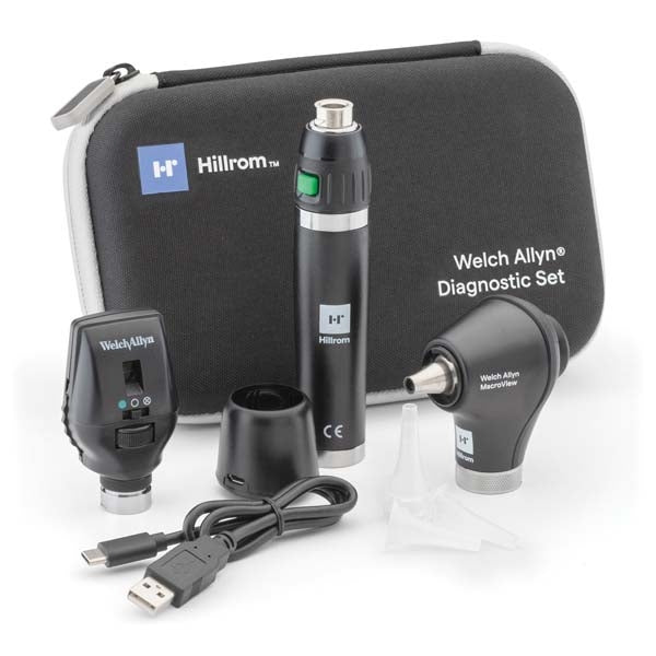Welch Allyn Portable Diagnostic Set - LED Coaxial; MacroView Basic LED Otoscope; Li-Ion Basic Handle USB And Hard Case