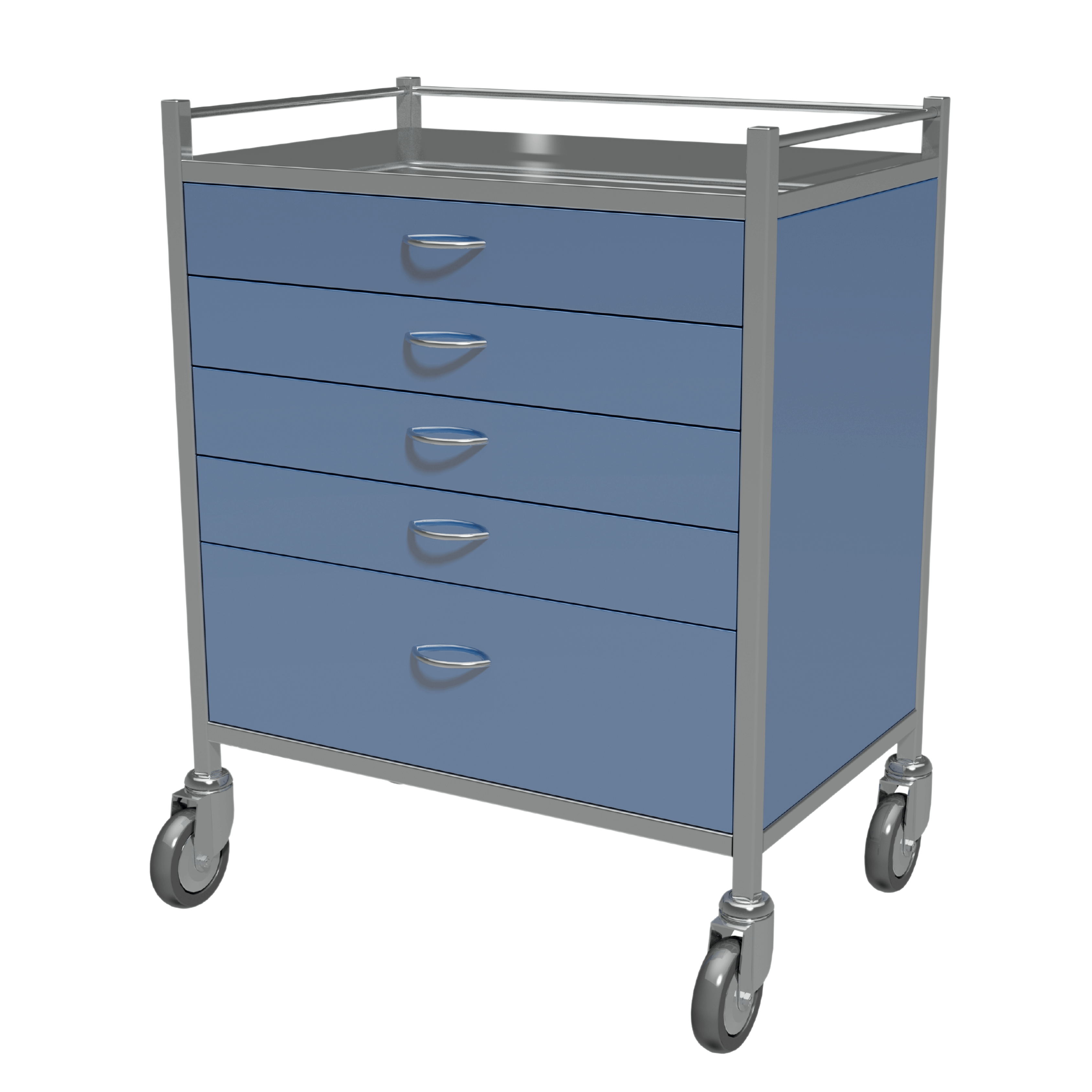 Equipment/ Emergency Trolley - 5 Drawers, 750 X 490 X 900 mm, Blue Epo ...