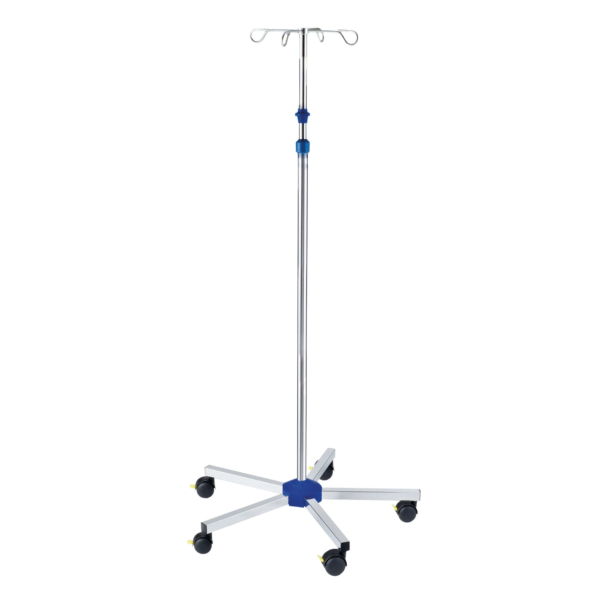 Smart IV Pole - Stainless Steel, Weighed Base, 4 Hook