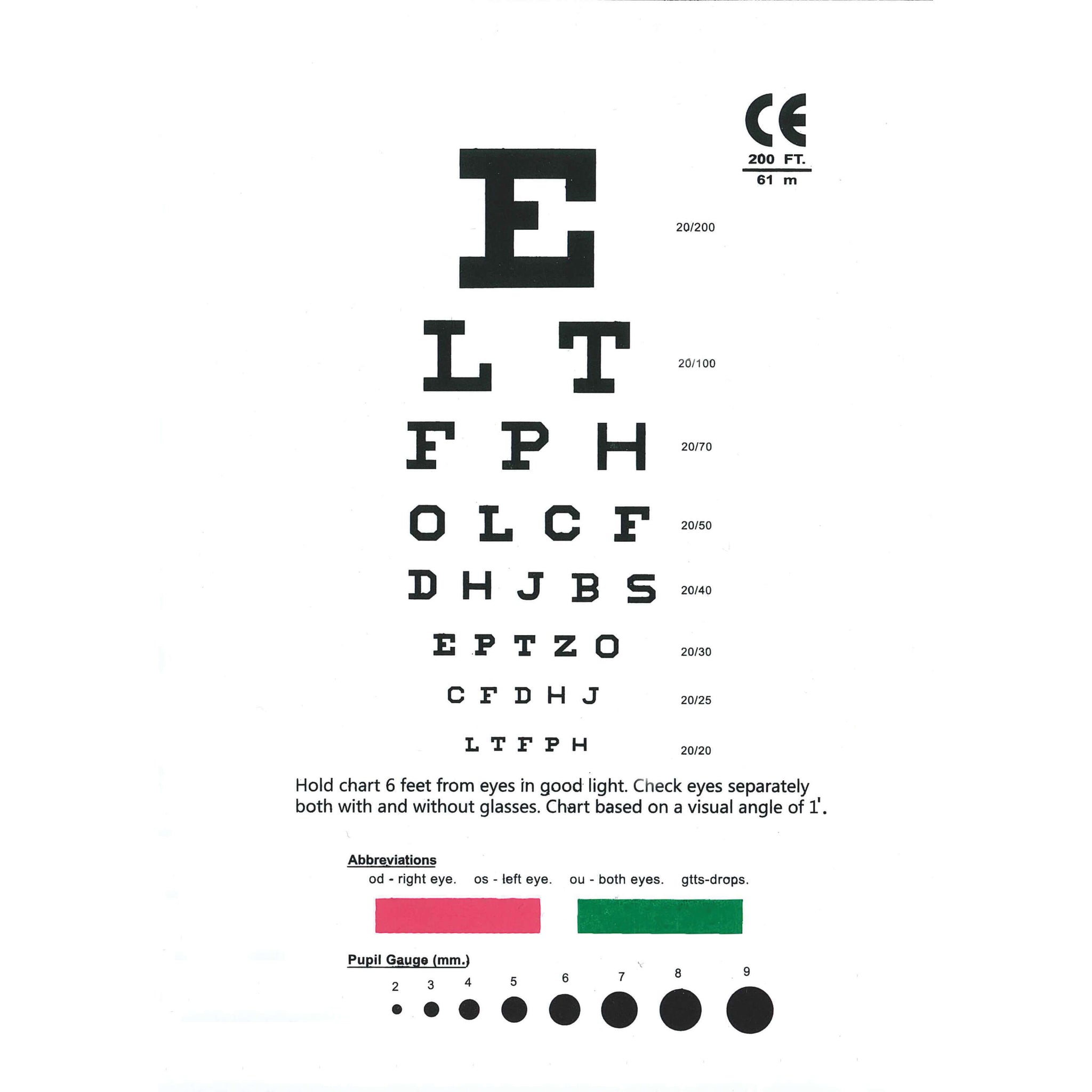 Snellen Eye Chart- Pocket Size